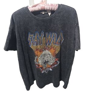 Maurices Stay Wild Graphic T-Shirt With Embellishments - Black, Size Large
